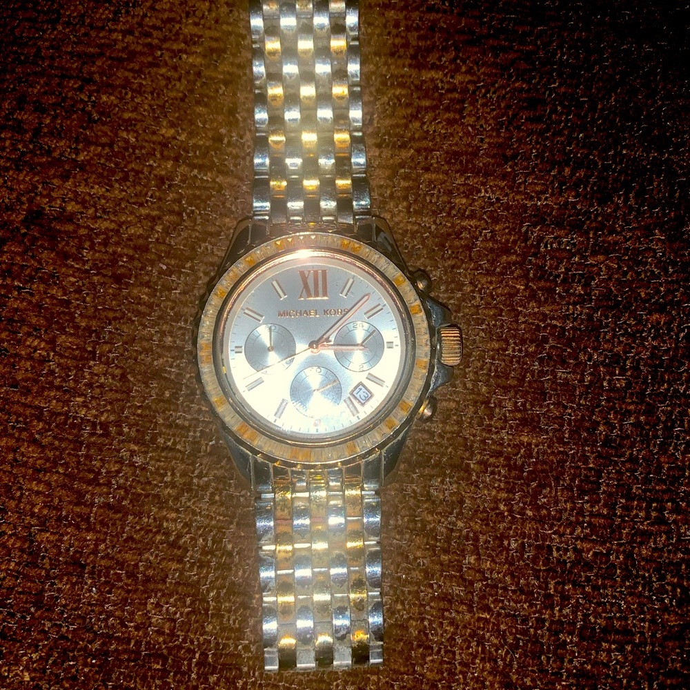Michael Kors two-tone, large face, small wrist.